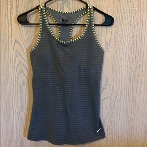 Nike gray and green striped tank top